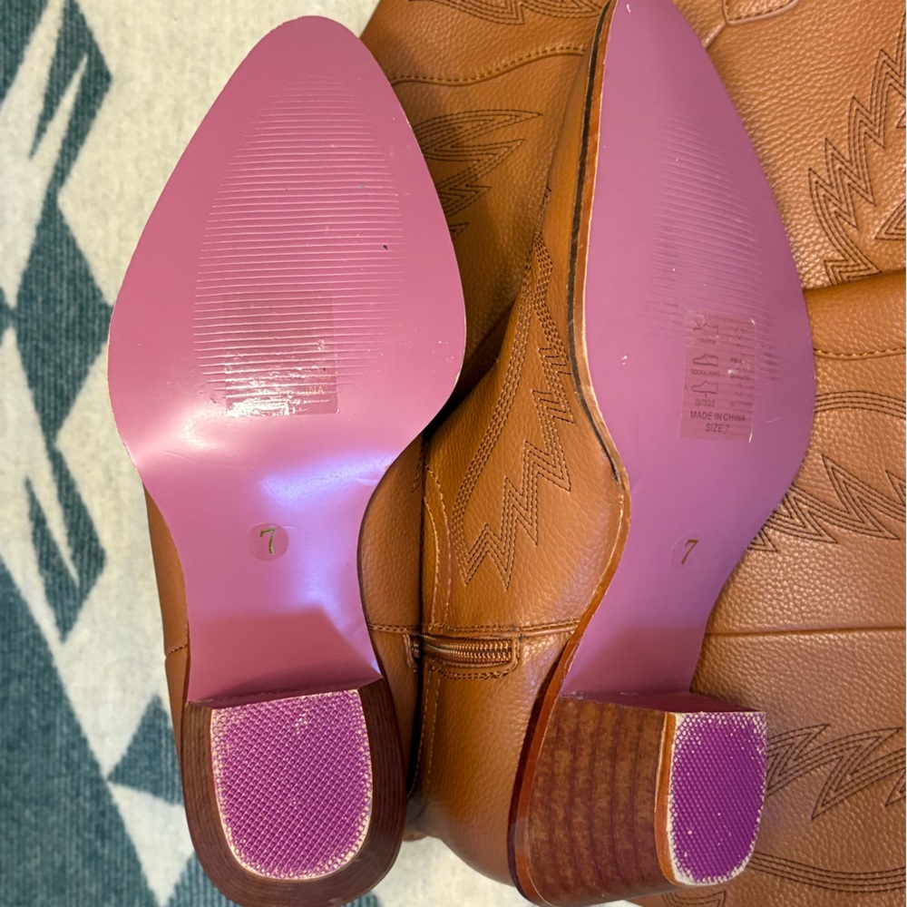 Southern Fried Chics Brown Knee High Western Boot Cowgirl Cowboy Boots Size 7W - Picture 5 of 15